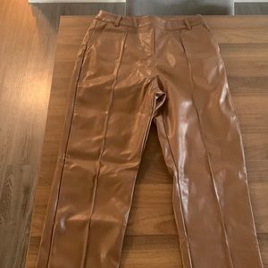 SHEIN brown faux leather pants